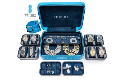 Icebox Leather World Traveler Watch Case - 8 Watches