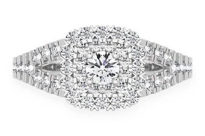 0.75ctw Cushion Double Halo - Diamond Engagement Ring - All Natural