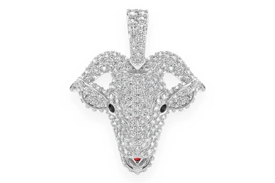 Goat Head Diamond Pendant 14k Solid Gold 2.50ctw