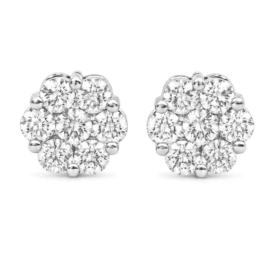 Flower Stud Earrings 14k   4.00ctw