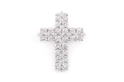 Four Row Diamond Cross Pendant 14k Solid Gold 0.50ctw