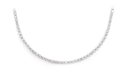 2pt Crown Set Diamond Tennis Necklace 14k Solid Gold 4.00ctw
