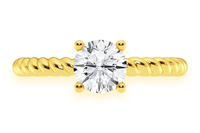 Twist Band Solitaire Ring 14k   