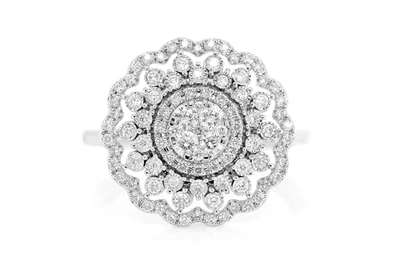 Floral Statement Diamond Ring 14k Solid Gold 0.50ctw