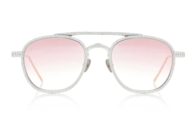 Cartier Glasses Iced Out Diamond Rims - Pink Fade Lens - 5.85ctw