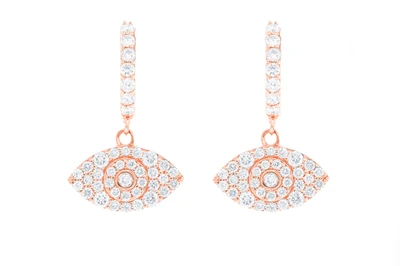 Dangling Evil Eye Huggie Earrings 14k   0.50ctw