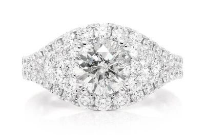 Round Tier Halo Diamond Ring 14k Solid Gold 1.20ctw