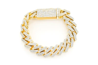 18MM Raised Cuban Link Bracelet 14k   21.50ctw