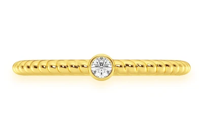 Round Bezel Rope Diamond Ring 14k Solid Gold 0.05ctw