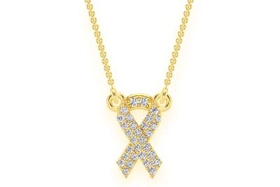 Awareness Ribbon Necklace Pendant 14k   