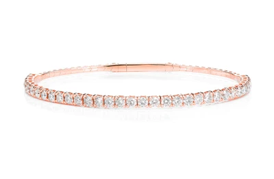 8pt Prong Set Flex Diamond Tennis Bangle Bracelet 14k Solid Gold 2.90ctw