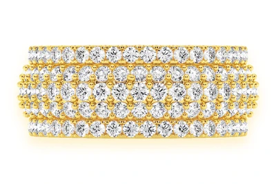 Five Row Diamond Band 14k Solid Gold 2.45ctw