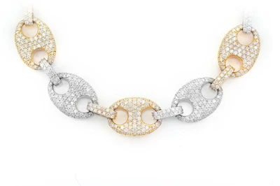 14MM Mariner Link Diamond Chain 14k Solid Gold 34.10ctw