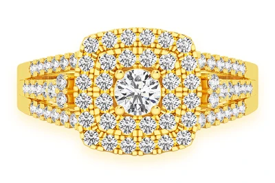 0.75ctw Round Double Halo - Diamond Engagement Ring - All Natural