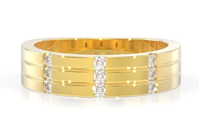 3 Row Cigar Diamond Ring 14k Solid Gold 0.33ctw