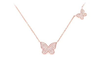 Double Butterfly Diamond Pendant 14k   