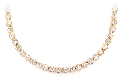 13pt Crown Set Diamond Tennis Necklace 14k Solid Gold 16.00ctw 