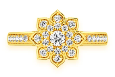 0.40ctw - Pointy Floral - Diamond Engagement Ring - All Natural