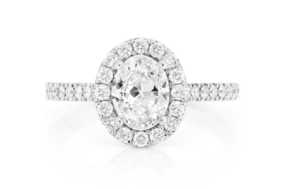 1.00ct Oval Solitaire - Halo Diamond Engagement Ring - All Natural