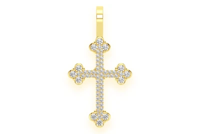 Half Bezel Cross Pendant 14k   
