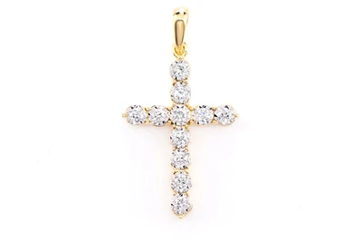 Bitty Miracle Set Diamond Cross Pendant 14k Solid Gold 0.20ctw 