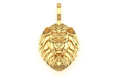 Striped Lion Pendant 14k Solid Gold 