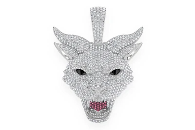 Evil Cat Diamond Pendant 14k Solid Gold 4.70ctw