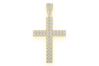 Two Row Cross Diamond Pendant 14k Solid Gold 2.25ctw