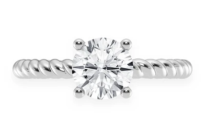 1.00ct Round Twist Band Solitaire Ring 14k - All Natural Vs Diamonds