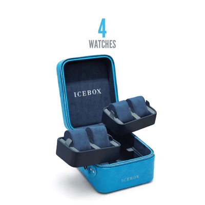 Icebox Leather World Traveler Jewelry Case - 4 Watches Medium