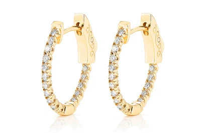 Oval Inside-Out Diamond Hoop Earrings 14k   