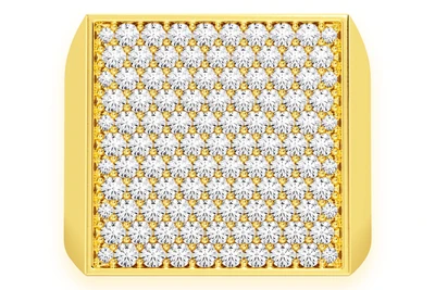 Square Signet Diamond Ring 14k Solid Gold 1.50ctw