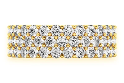 3 Row Diamond Band 14k Solid Gold 2.20ctw