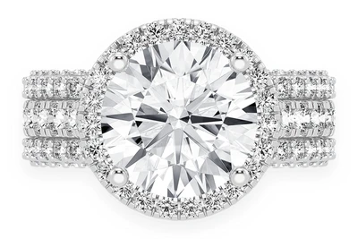 Tripp - 3.00ct Round Solitaire - Three Row - Diamond Engagement Ring - All Natural Vs Diamonds