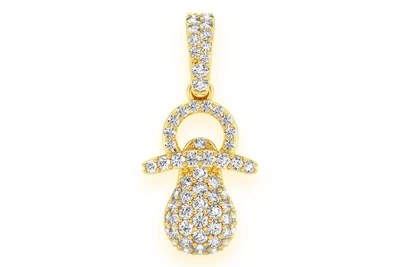 Baby Pacifier Diamond Pendant 14k Solid Gold 0.50ctw