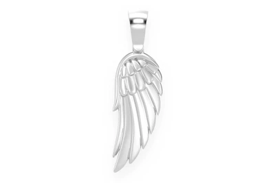 Solid Angel Wing Pendant 14k   