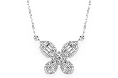 Butterfly Baguette Necklace Pendant 14k   