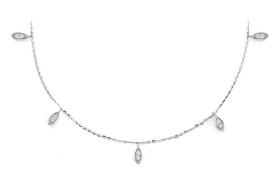 Marquise Dangling Diamond Necklace 14k Solid Gold 0.10ctw