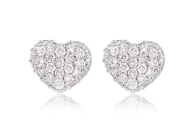 Bubbly Diamond Heart Stud Earrings 14k Solid Gold 0.50ctw