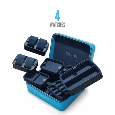 Icebox Leather World Traveler Jewelry Case - 4 Watches