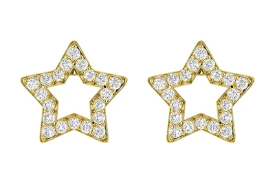 Open 5 Point Star Earrings 14k   .20ctw