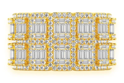 Two Row Baguette Border Diamond Ring 14k Solid Gold 2.25ctw