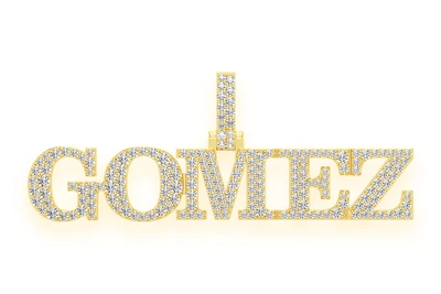Custom Diamond Serifs Letter Nameplate Pendant 14k Solid Gold