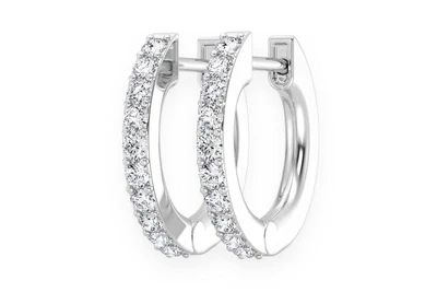 One Row Huggie Hoop Earrings 14k   0.15ctw
