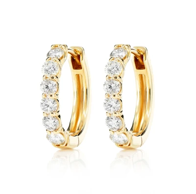 10pt Diamond Hoop Earrings 14k Solid Gold 1.00ctw