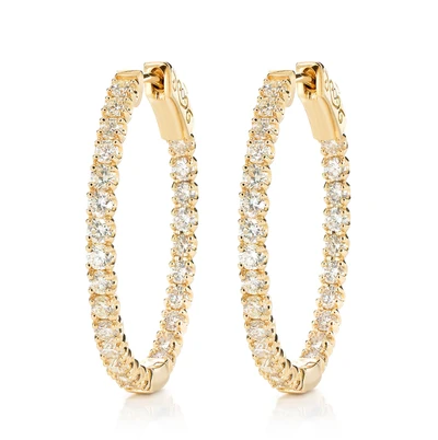 4pt Diamond Inside Outside Hoop Earrings 14k Solid Gold 2.00ctw