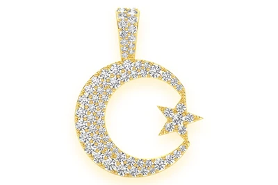 Crescent Moon & Star Pendant 14k   