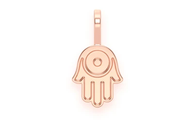 Solid Hamsa Pendant 14k   