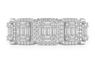 Round Baguette Diamond Band 14k Solid Gold 1.50ctw