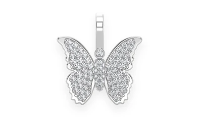 Butterfly Diamond Pendant 14k Solid Gold 0.40ctw